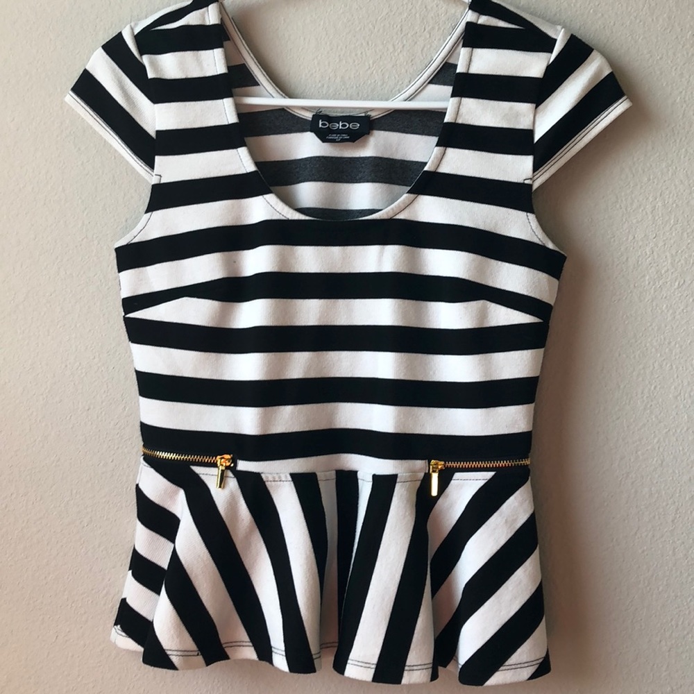Black & White Bebe Top Side Cutout